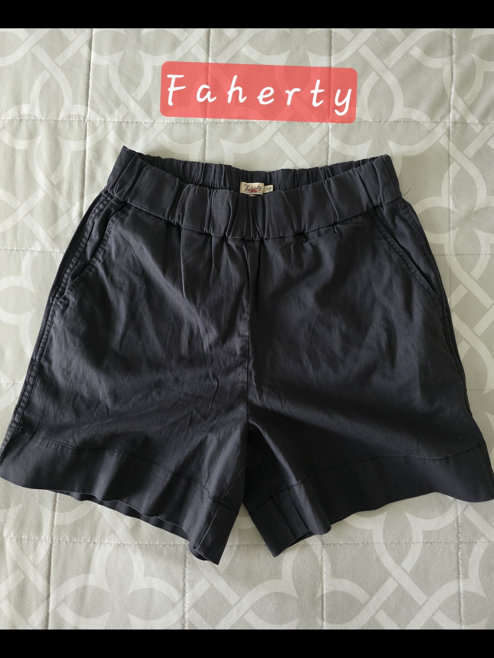 Faherty Women's Charcoal Gray Elastic-Waist Organic Cotton Shorts